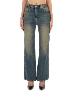 Moschino High-Waisted Flared Denim Jeans With Vintage Wash - Blue