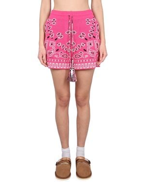 Alanui Patterned Short Bandana With Drawstring Tassels - Pink