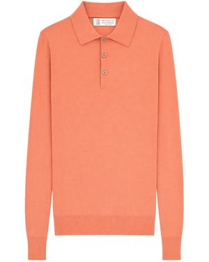 Brunello Cucinelli Cotton Knit Polo Shirt - Orange