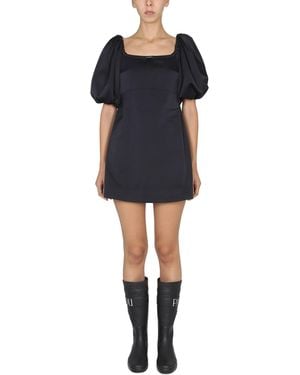 Patou Square Neck Mini Dress - Black