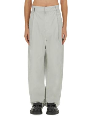 Bottega Veneta Silk And Cotton Trousers - Grey