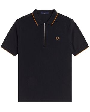 Fred Perry Polo Con Zip E Logo - Black