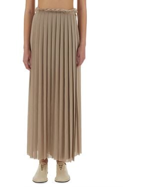 Ami Paris Long Pleated Skirt - Brown