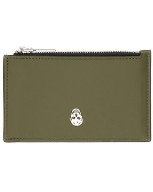 McQueen Card Holder "Skull" - Green