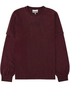 Ganni T-Shirt Con Logo - Purple