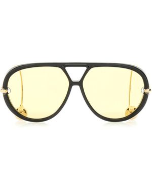 Bottega Veneta "Aviator Drop" Sunglasses - Black