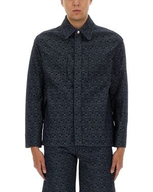 Fendi Ff Jacquard Denim Shirt - Blue