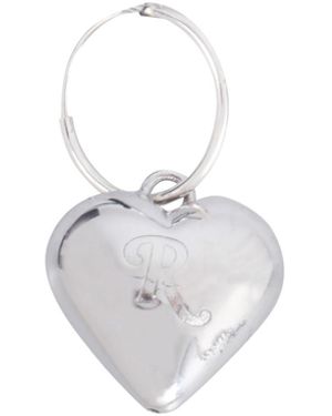 Raf Simons ORECCHINO SINGOLO SMALL HEART CON R IN ARGENTO - Bianco