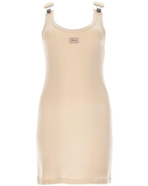 Jean Paul Gaultier Logo Scoop Neck Mini Dress - Natural
