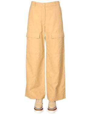 Stella McCartney Cotton Blend Wide Leg Cargo Trousers - Natural