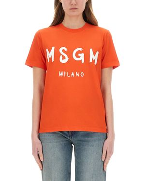 MSGM T-Shirt Con Logo - Arancione