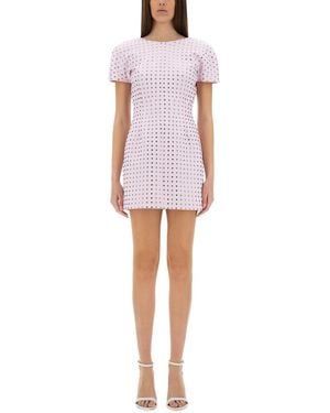 Sportmax Embellished Round Neck Mini Dress - White