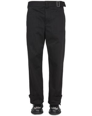 McQueen Cargo Trousers With Belt Closure - Black