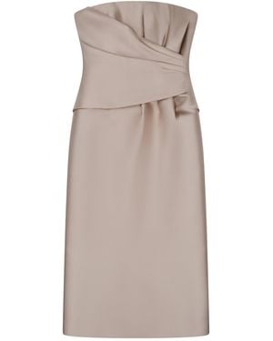 Alberta Ferretti Midi Dress With Drape Polyester - Natural