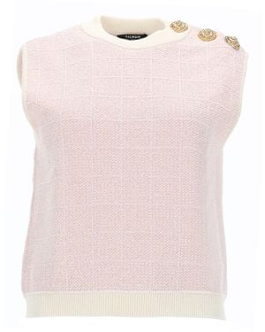 Balmain Sleeveless Top With Jewel Buttons - Pink
