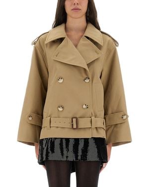 Self-Portrait Double-Breasted Trench Jacket - Natural