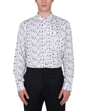 Comme des Garçons CAMICIA IN POPELONE DI COTONE CON STAMPA X KAWS - Bianco