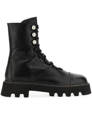 Nicholas Kirkwood "pearlogy" Leather Combat Amphibian - Black