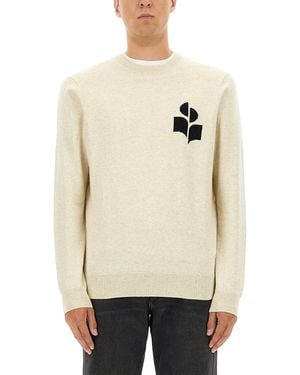 Isabel Marant Long-Sleeved Jersey With Abstract Logo - Natural