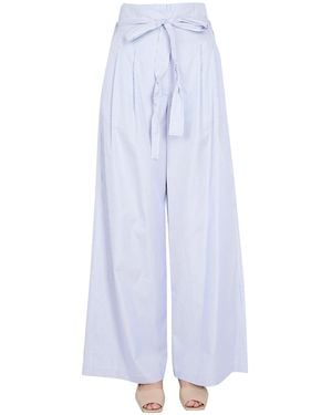 Jejia Cotton Sophie Stripe Pattern Trousers - Blue