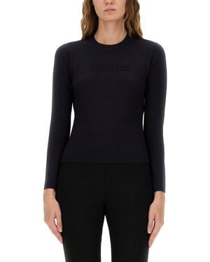 Max Mara Logo Cotton-Blend Jersey T-Shirt - Black