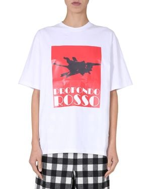 MSGM Graphic Crew Neck T-Shirt - White
