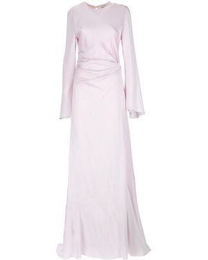McQueen Long Dress With Drape - Pink