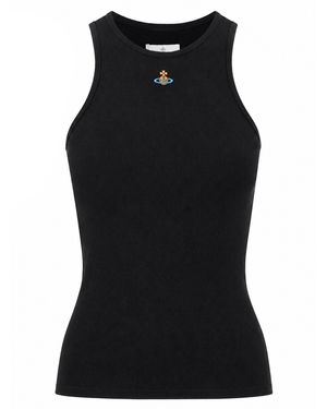 Vivienne Westwood Fitted Sleeveless Top With High Neckline - Black