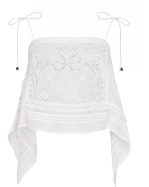 Self-Portrait Top Ricamato - White