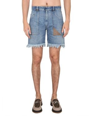 Fendi Denim Bermuda Shorts For Ss23 - Blue
