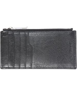 Il Bisonte Fictious Vertical Leather Wallet - Grey
