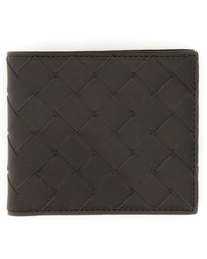 Bottega Veneta Portafoglio Bi-Fold Con Motivo Intrecciato - Black