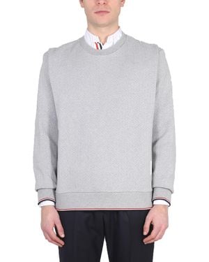 Thom Browne Herringbone Cross-Neck T-Shirt - Grey