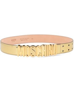 Moschino Belt With Logo - Natural