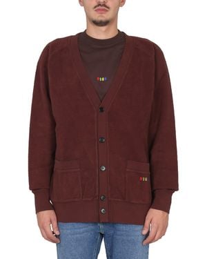 MSGM V-Neck Cardigan With Embroidered Logo Detail