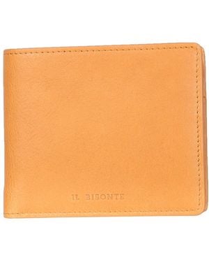 Il Bisonte PORTAFOGLIO BIFOLD IN PELLE CON LOGO LETTERING - Arancione