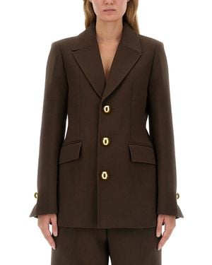 Ami Paris Single-Breasted Jacket - Brown