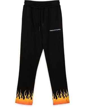 Vision Of Super Trousers With Shaded Flames - Black