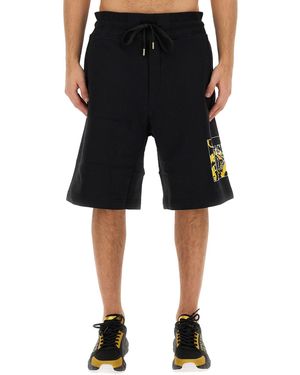 Versace Jeans Couture Bermuda With Logo - Black