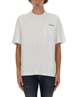 DSquared² Graphic Print Relaxed Fit Cotton T-Shirt - Grey