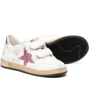 Golden Goose Trainers "Ball Star" Con Stella Argentata - Natural