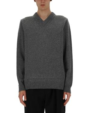 Jil Sander Maglia Scon Scollo A V - Grigio