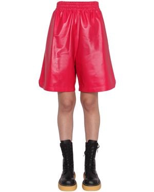 Bottega Veneta Leather Shorts - Red