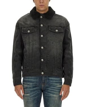 Balmain Distressed Denim Jacket - Black