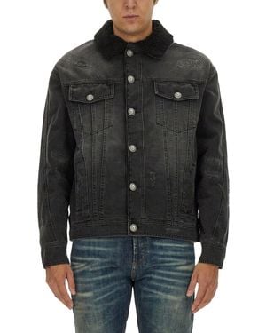 Balmain Distressed Denim Jacket - Black