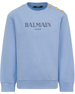 Balmain Jersey With Logo - Blue