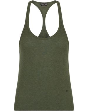 Tom Ford Solid Scoop Neck Top - Green