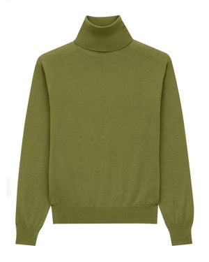 Saint Laurent Cashmere, Wool And Silk Turtleneck Pullover - Green