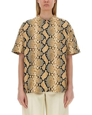 Jil Sander Relaxed Fit T-Shirt With Snake Skin Motif - Natural
