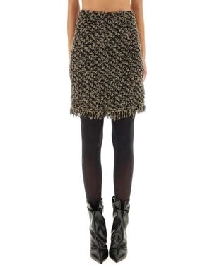 Fabiana Filippi Textured Tweed Skirt With Fringed Hemline - Black